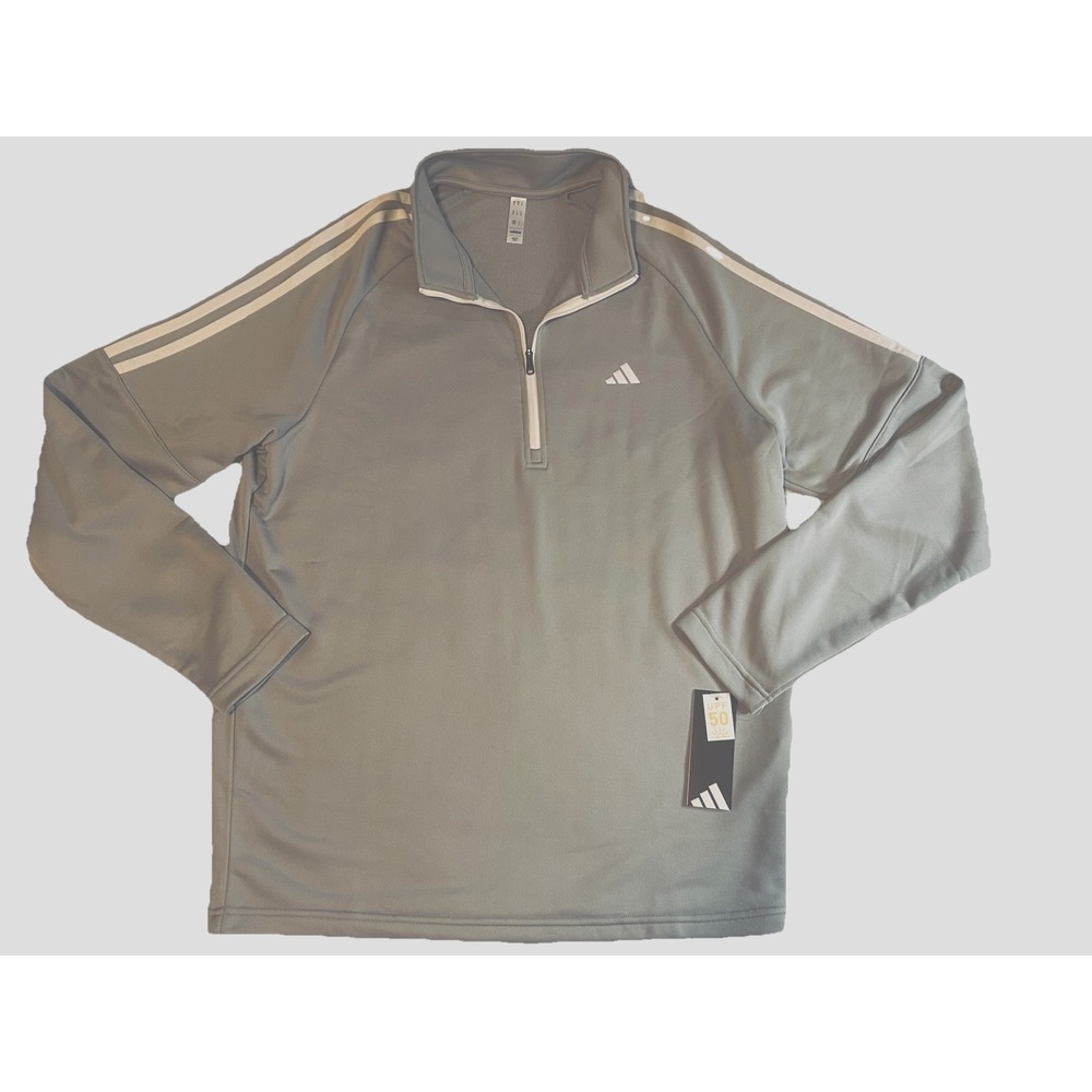 Adidas NEW Men's Elevated Golf Pullover Medium Quarter-Zip Sweatshirt Gray